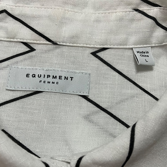 EQUIPMENT FEMME 100% Linen Essential Shirt Long Sleeve Button Front US Sz L - Picture 5 of 11